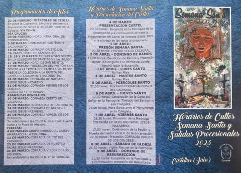 Horarios y cultos Semana Santa Castellar 2023