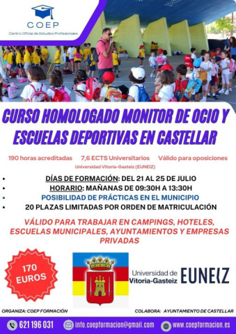 Curso homologado monitor ocio y escuelas deportivas en Castellar