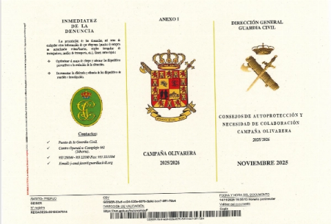 Campaña Olivarera 2025/2026: Consejos de Autoprotección y Colaboración Ciudadana