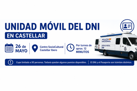 La unidad móvil del DNI se desplazará a Castellar el próximo 26 de mayo