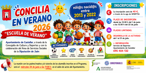 Escuela de Verano 2026 en Castellar (Jaén): abierto el plazo de inscripción y selección de monitor@s
