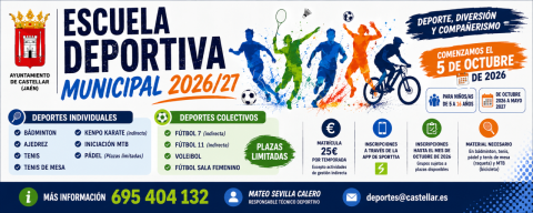 La Escuela Deportiva Municipal de Castellar abre sus puertas para la temporada 2026/2027